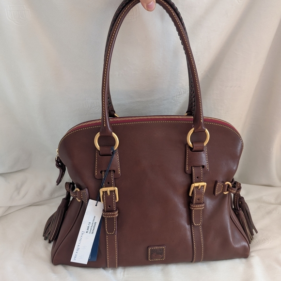 Dooney & Bourke Florentine Large Domed Buckle Satchel Chestnut Brown NWT - Picture 1 of 16